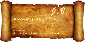 Jurovaty Balázs névjegykártya